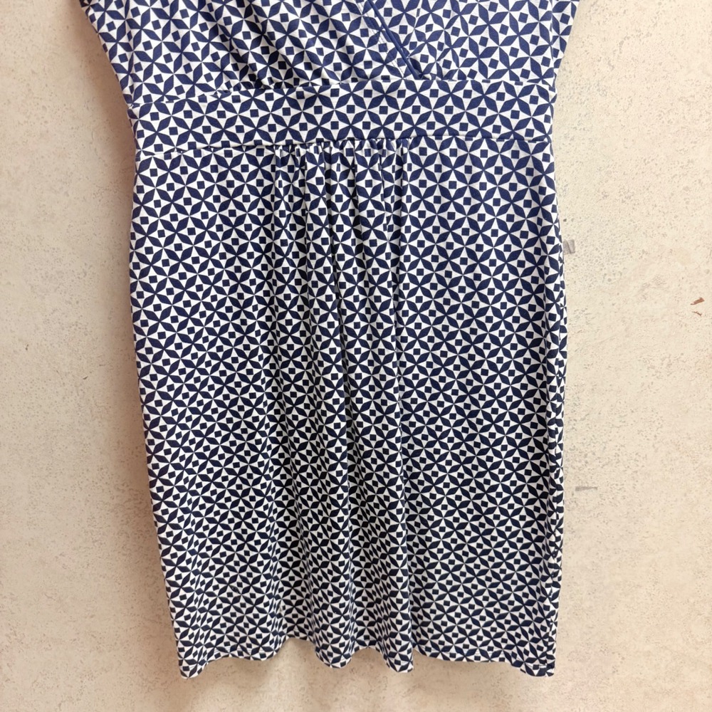Boden 8P Women Dark Navy Blue White Geometric Preppy Soft Jersey Nautical Dress - Picture 6 of 9